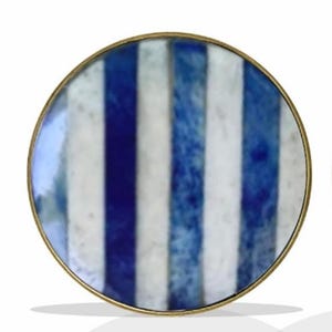 Bouton en laiton incrusté d'os blanc bleu, matériel d'armoire shabby chic, poignée de tiroir floral vintage