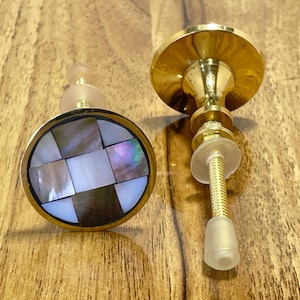 Mother of Pearl & Brass Opulence Handle | Eastern Inspired Brass and Ivory Cabinet Knob | Cabinet Drawer Knob | Brass Door Knob