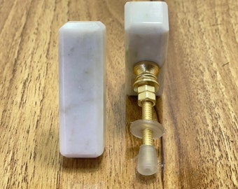 Geometric Marble Stone Knob, Brass Accent, Handmade