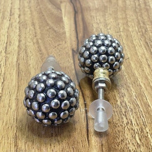Moroccan Dots Silver Drawer Knob / Chrome Dots Knob / Silver Cupboard Pull Drawer / Metal  Drawer Knob / Bohemian Silver Drawer Knob / Pull