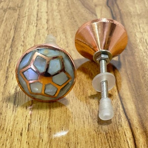 Mother of Pearl & Copper Opulence Handle | Eastern Inspired Copper and Ivory Cabinet Knob | Cabinet Drawer Knob | Copper Door Knob