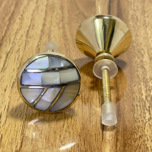 Mother of Pearl & Brass Opulence Handle | Eastern Inspired Brass and Ivory Cabinet Knob | Cabinet Drawer Knob | Brass Door Knob