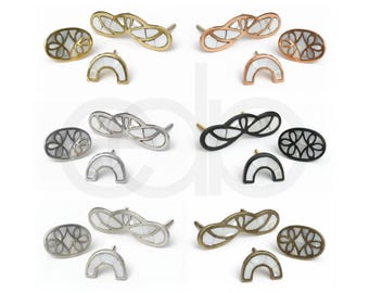 Brass Cabinet Knob: Mother of Pearl Inlay, Cupboard Handle