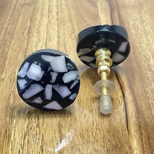 Terrazzo Door Knob / Stone Cabinet Knob / Colored Stone Door Knob Handle / Cupboard knob Handle / Door Handle / Modern Knob / Resin Knob