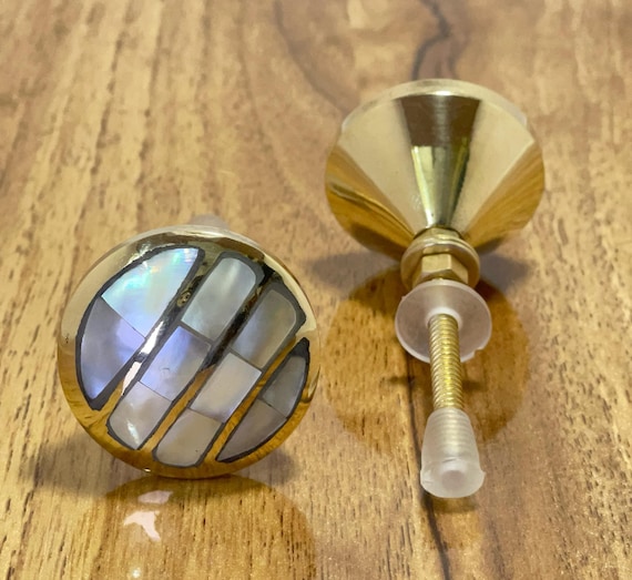 Mother of Pearl Brass Opulence Handle Eastern Inspired Brass and