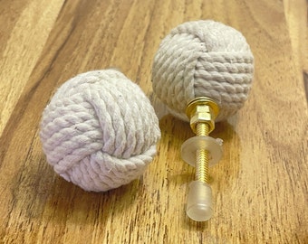 Jute Rope Knot Knob: Rustic Drawer Pull Handle