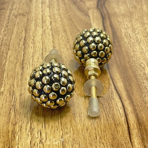 Moroccan Dots Brass Drawer Knob / Gold Brass Dots Knob / Brass Cupboard Pull Drawer / Brass Etched Drawer Knob / Bohemian Brass Drawer Knob