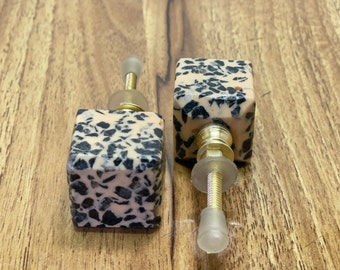 Terrazzo Cabinet Knob, Marble Stone Drawer Pull, Handmade Furniture Knob