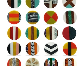 Perilla de gabinete estilo Mondrian / Tirador de cajón de madera de resina de colores