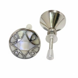 Mother of Pearl & Silver Opulence Handle | Eastern Inspired Silver and Ivory Cabinet Knob | Cabinet Drawer Knob | Silver Door Knob