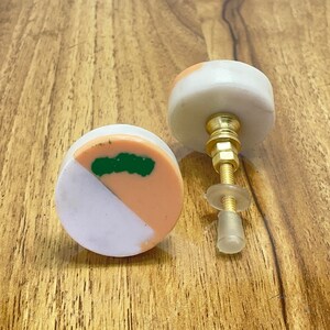 Luxury Marble Stone Cabinet Knobs – Modern Round Drawer Pulls for Kitchen, Dresser, Bathroom Vanity – Natural White Marble Hardware