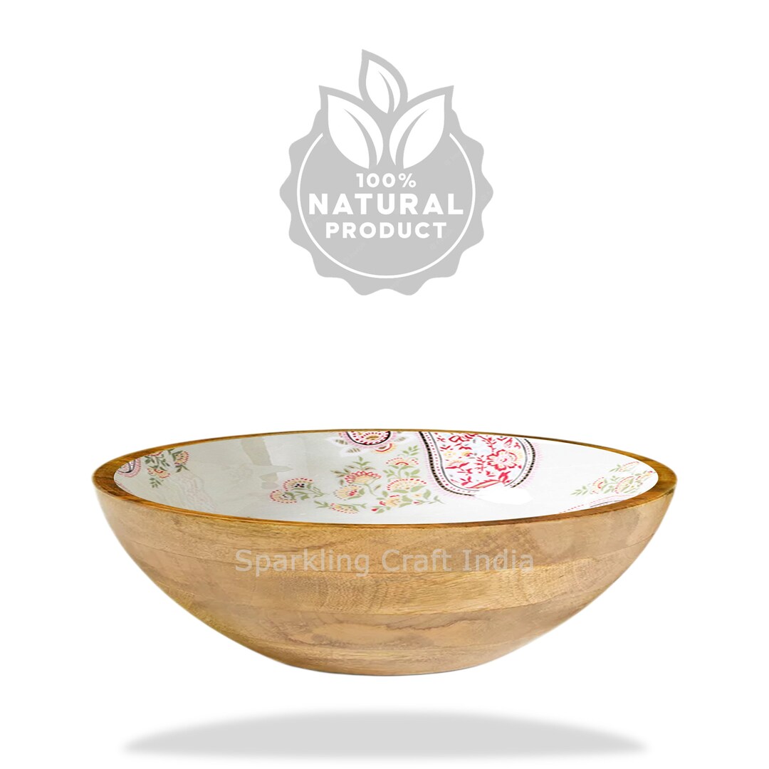 Enamel Wood Bowl Handmade Painted Serving Bowl Salad Bowl Safe Etsy