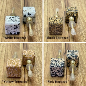 Beautiful Terrazzo Door Knob Handle / Natural Marbled Stone, Resin Knob / Stone Hardware Handle / Multi Color Terrazzo Cabinet Dresser Knob