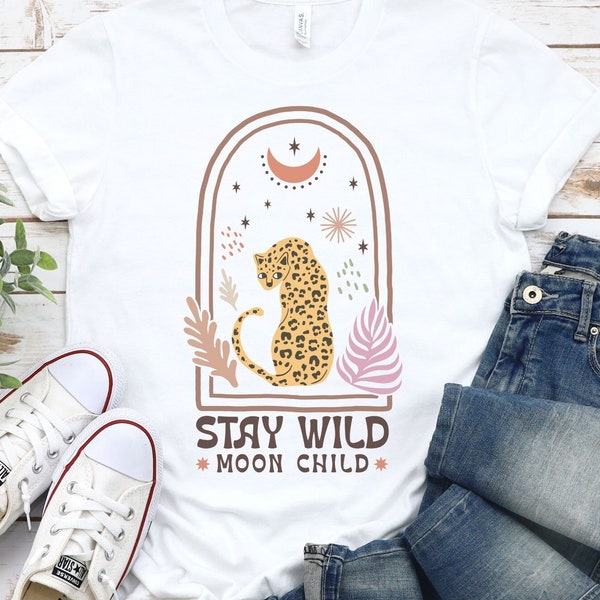 Stay Wild Moon Child Shirt, Moon Gift T-Shirt, Gift For Her, Hippie Shirt, Mystical Boho Shirt, Inspirational Tee, Moon Shirt, Graphic Shirt