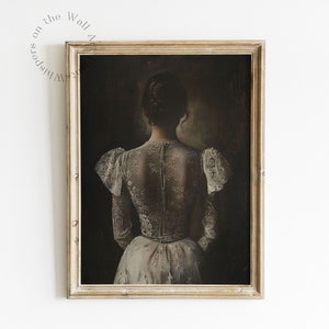 Vintage vrouw schilderij donkere Academia Wall Art Moody Home Decor gotische afdrukbare Wall Art romantische digitale Print Victoriaanse kunst