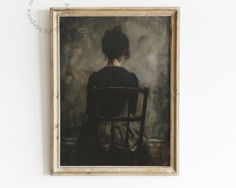 Ritratto di donna lunatica pittura gotica Home Decor Dark Academia Wall Art Vintage stampa artistica digitale