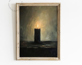 Black Candle Wall Art, Gothic Decor, Moody Digital Art, Dark Art Painting, Victorian Aesthetic Art, Dark Academia Print
