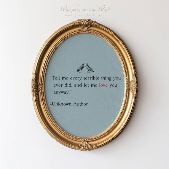 Love Quote Wall Art Print, Couples Gift, Romantic Gothic Decor, Minimalist Printable Art, Poetry Digital Download, Bird Art Print