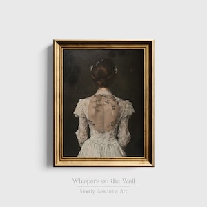 Victorian Portrait Painting Dark Academia Wall Art Moody Home Decor Gothic Printable Wall Art Tattoo Art