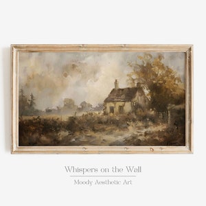 Rustic Cottage Frame TV Art, Farmhouse Wall Decor, Moody Samsung Frame TV Digital Art, Vintage Style Oil Painting
