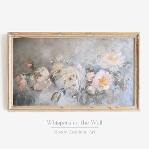 Neutral Frame TV Art, Spring Samsung Frame Art, Floral Home Decor, Moody Cottage Decor, Floral TV Art