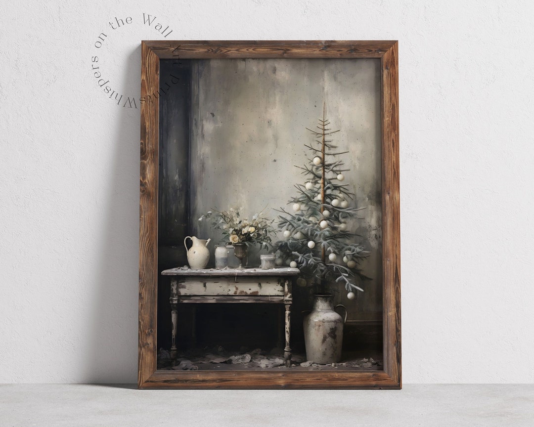 Rustic Christmas Wall Art Print Winter Holiday Decor Moody Etsy