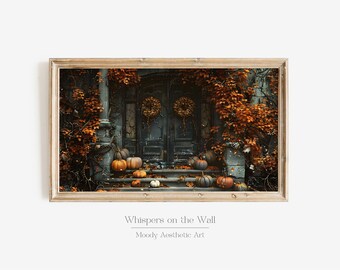 Gothic Fall Frame TV Art, Halloween Decor, Moody Pumpkin Painting, Autumn Instant Decor, Dark Samsung Frame TV Art, Spooky Wall Art