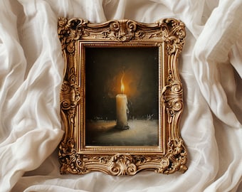 Gothic Wall Art, Dark Academia Decor, Moody Candle Digital Art, Dark Art Painting, Victorian Aesthetic Art