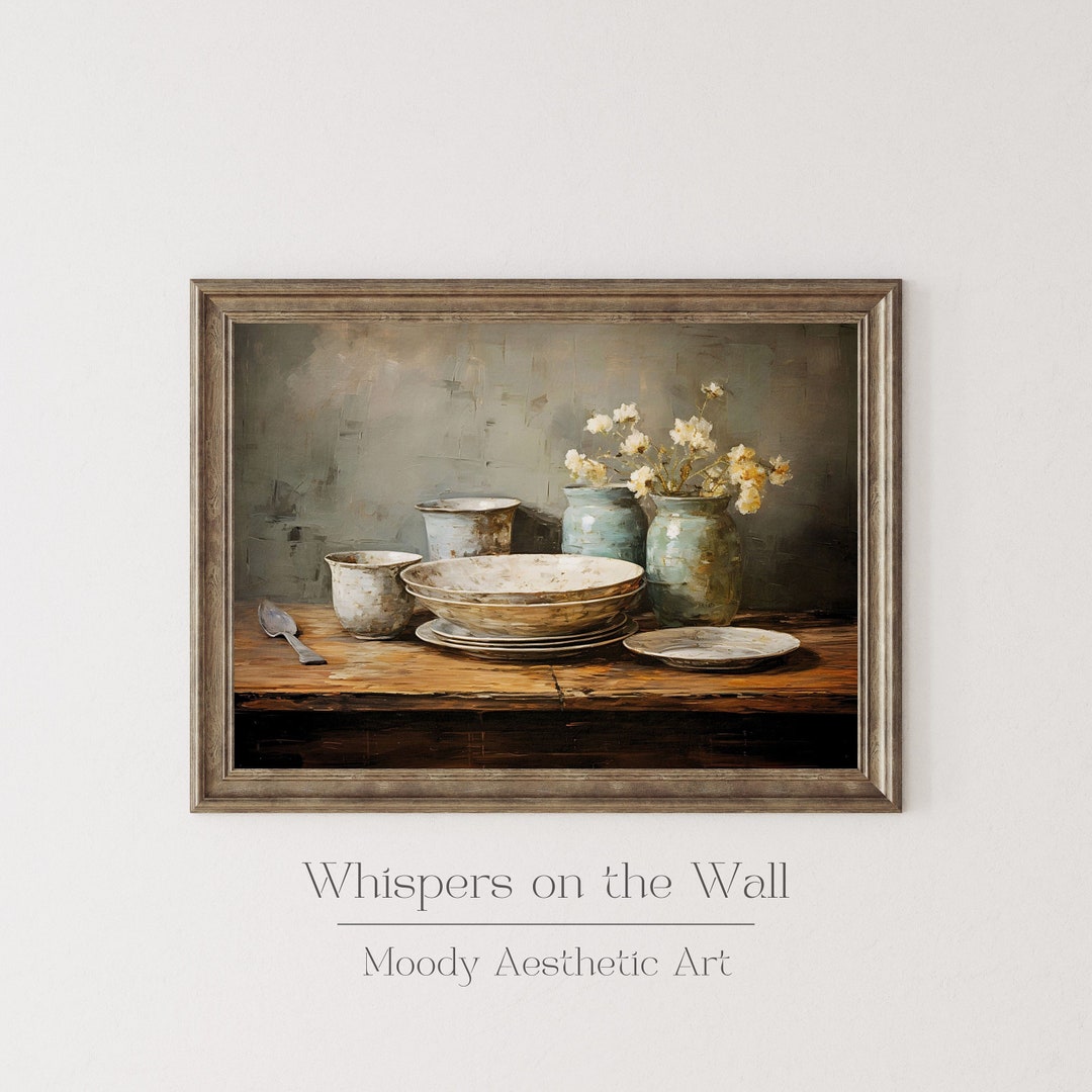 rustic cozy kitchen art prints under $7 shipped |... Vintage Kitchen Art Print, Moody Farmhouse Wall Decor, Rustic ...