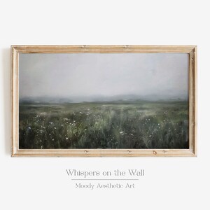 Frame TV Art, Moody Wildflower Landscape Painting, Spring Decor, Cottagecore Digital Art, Floral Wall Art