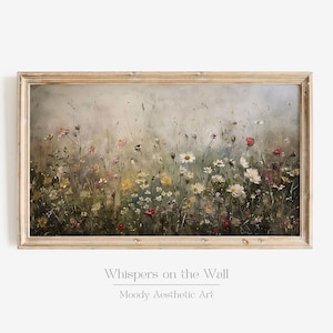 Wildflower Landscape Frame TV Art, Spring Samsung Frame Art, Moody Farmhouse Home Decor, Dark Cottagecore Digital Art, Floral Wall Art