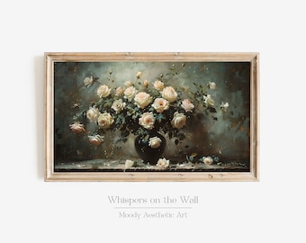 Moody Roses Frame TV Art, Romantic Goth Wall Art, Dark Coquette Decor, Floral Samsung Frame TV Art, Dark Aesthetic Digital Art