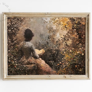 Arte negra de outono, arte vitoriana temperamental, arte de parede imprimível afro-americana, impressão de arte de parede de mulher negra, decoração de outono