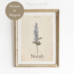 Impresión de flores personalizadas del mes de nacimiento, póster de la flor del mes de julio, arte de pared con nombre personalizado, regalo para bebé recién nacido, obra de arte para dormitorio