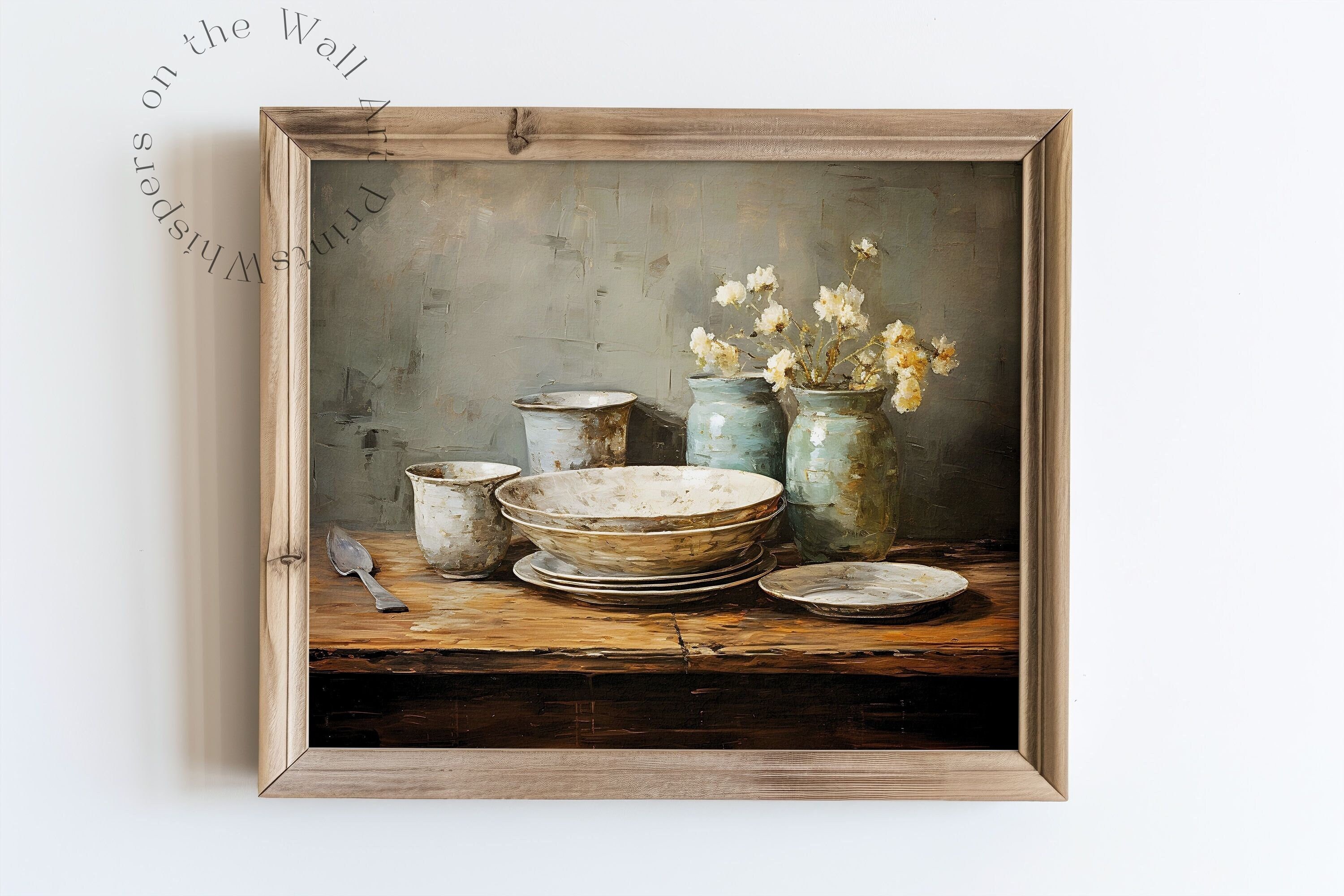 rustic cozy kitchen art prints under $7 shipped |... Vintage Kitchen Art Print, Moody Farmhouse Wall Decor, Rustic ...
