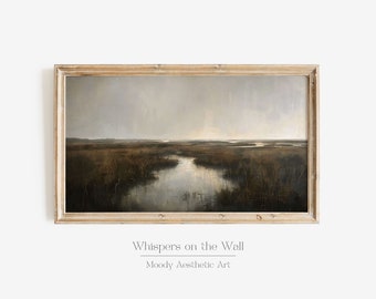 Moody Landscape Frame TV Art, Dark Decor, Marsh Wall Art, Nature Samsung Frame TV Art, Vintage Style Oil Painting