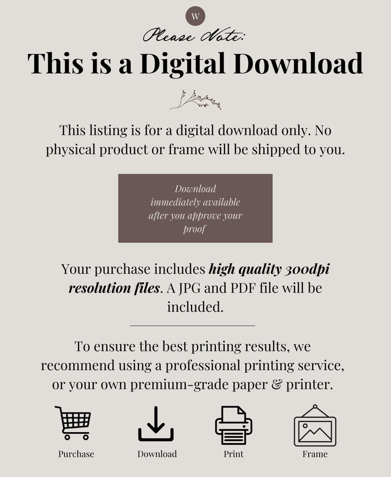 May include: A digital download graphic with the text "This is a Digital Download". The graphic also includes icons for purchase, download, print, and frame.
