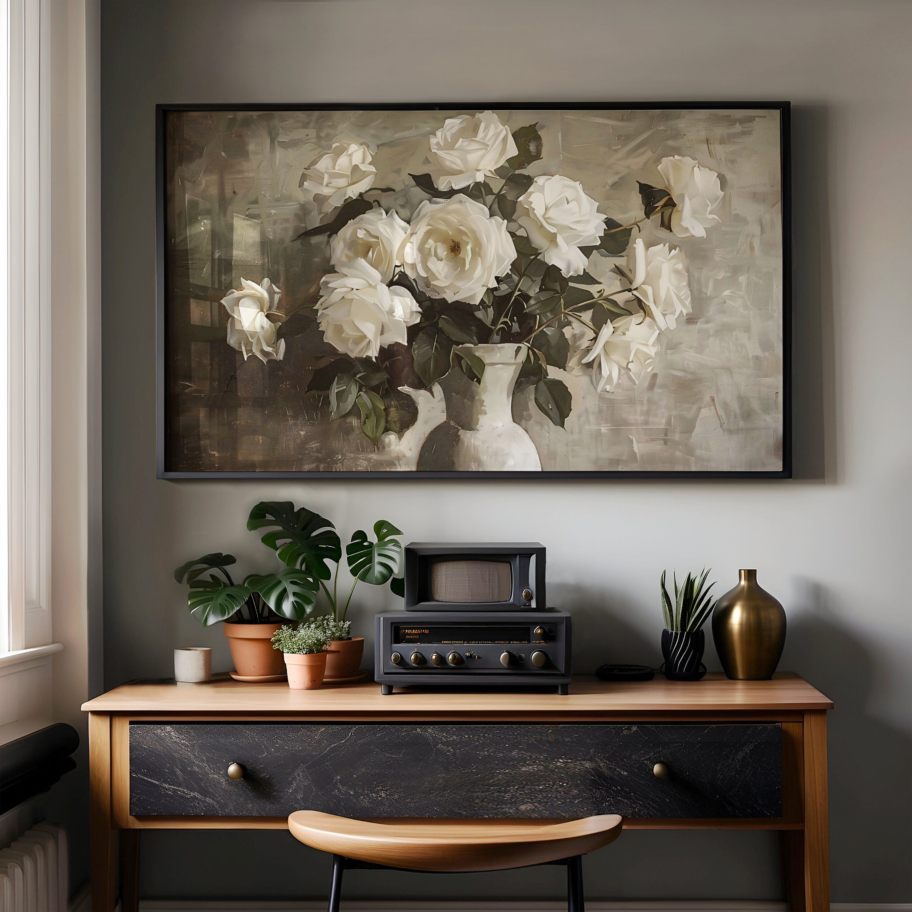 Moody Roses Frame TV Art, Spring Samsung Frame Art, Floral Home Decor ...