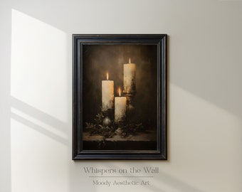 Gothic Printable Wall Art Dark Academia Decor Victorian Candles Art Print Moody Digital Download Art