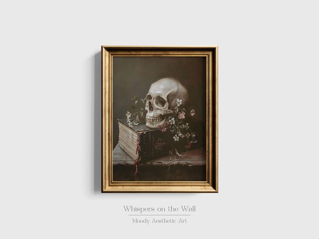 The Final Chapter Gothic Digital Art, Skull Still Life Art Print, Moody ...