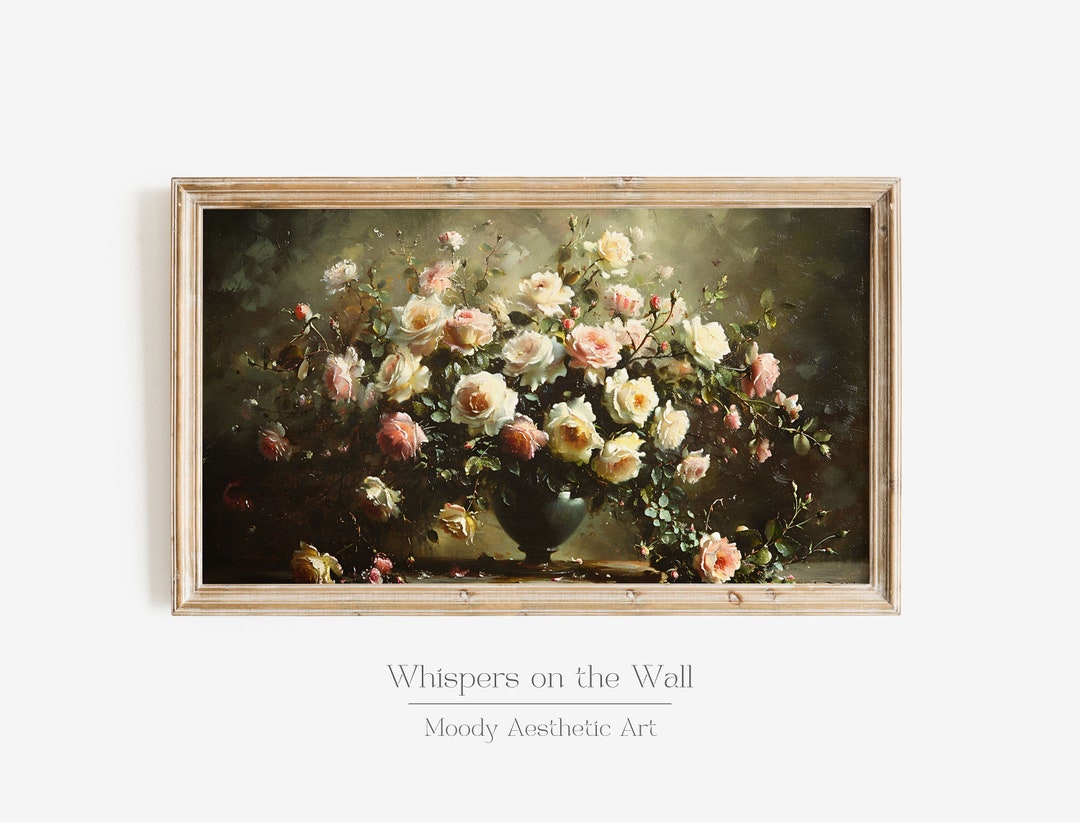 Floral Still Life Frame TV Art, Dark Coquette Decor, Botanical Samsung ...
