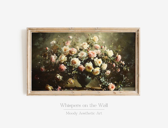Floral Still Life Frame TV Art, Dark Coquette Decor, Botanical Samsung Frame TV Digital Art, Moody Home Decor, Vintage Flowers Screensaver