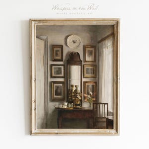 Vintage Wand-Kunstdruck, Licht Academia Dekor, stimmungsvoller Interior-Druck, Neutrales Stillleben, antikes Wanddekor