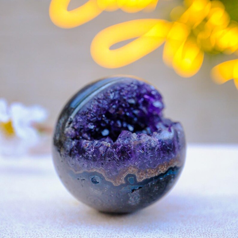 Amethyst Crystal Geode Sphere , Open Mouth , 290-370g - Etsy