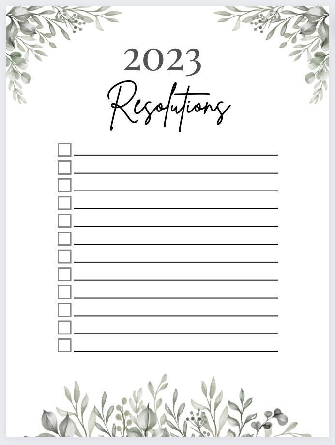 Printable/digital 2023 Resolutions PDF Greenery Resolutions - Etsy