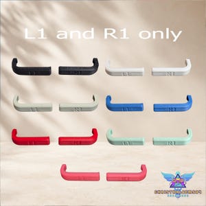 May include: A collection of L1 and R1 controller bumper buttons in various colors including black, white, gray, blue, red, mint green, and pink. Each button features embossed L1 or R1 text. The text L1 and R1 only is displayed at the top.