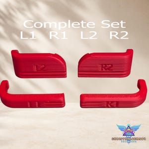 May include: A complete set of four red replacement controller triggers labeled L1, R1, L2, and R2. The components feature a textured finish and are arranged in two rows. The text Complete Set L1 R1 L2 R2 is visible at the top of the image.