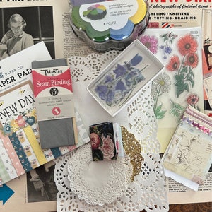 Junk journal grab bag. Massive over 150+ items for journaling, scrapbooking, collaging. Stamps and ink pad included . Vintage magazine pages