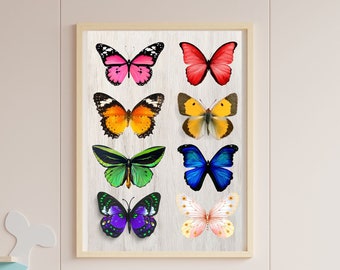 Printable Wall Art - Rainbow Butterflies - Instant Download - High Resolution Digital Prints