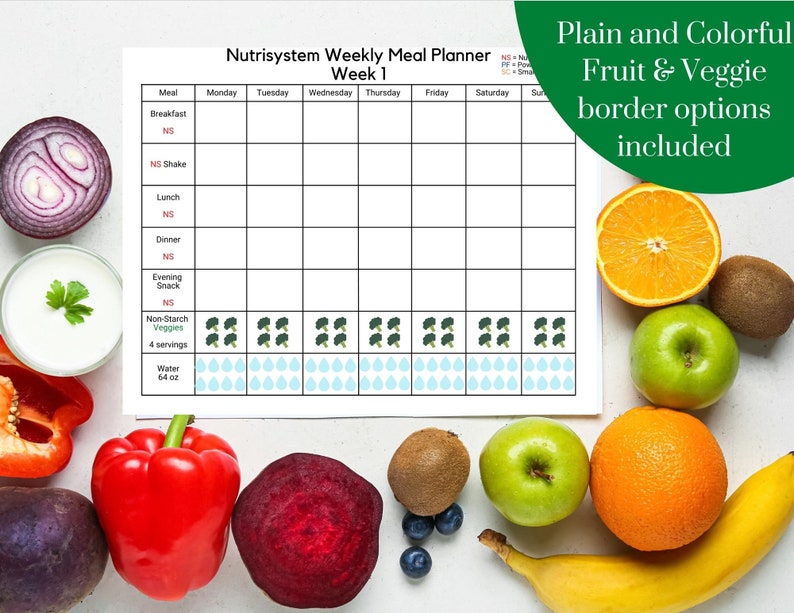 Printable Nutrisystem Meal Planner and Tracker Instant Download Printable Nutrisystem Meal Planner and Tracker Instant Download
